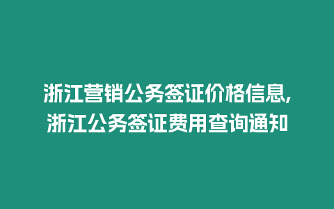 浙江營銷公務簽證價格信息,浙江公務簽證費用查詢通知