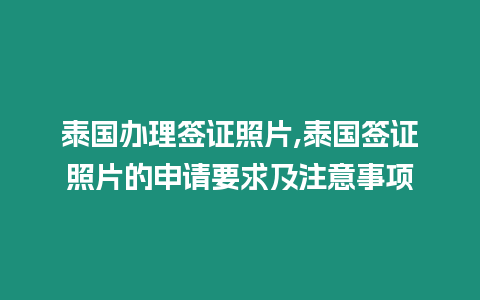 泰國辦理簽證照片,泰國簽證照片的申請要求及注意事項