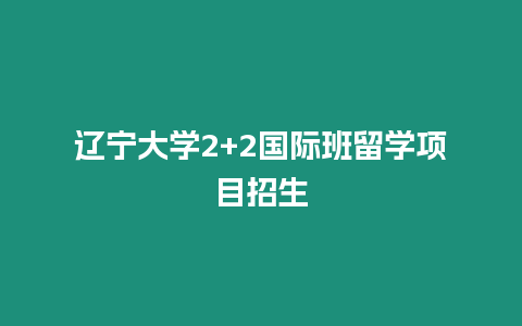 遼寧大學2+2國際班留學項目招生