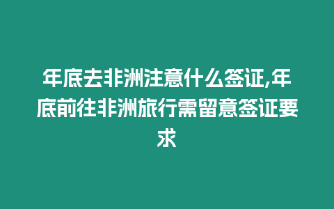 年底去非洲注意什么簽證,年底前往非洲旅行需留意簽證要求