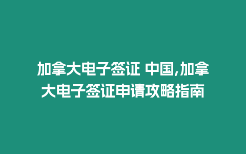 加拿大電子簽證 中國,加拿大電子簽證申請攻略指南