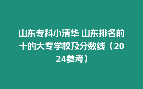 山東專科小清華 山東排名前十的大專學(xué)校及分?jǐn)?shù)線（2024參考）