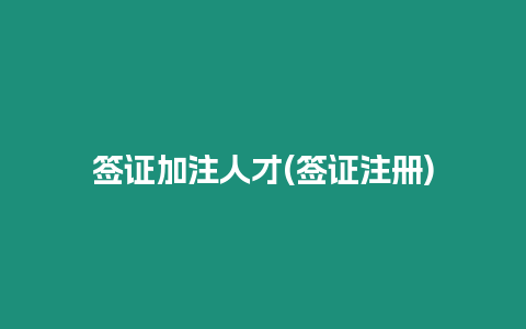 簽證加注人才(簽證注冊)