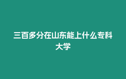 三百多分在山東能上什么專科大學