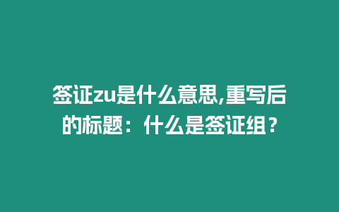 簽證zu是什么意思,重寫后的標(biāo)題：什么是簽證組？