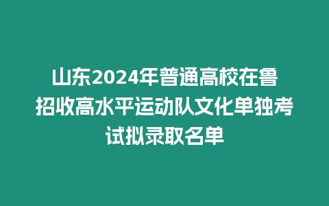 山東2024年普通高校在魯招收高水平運(yùn)動(dòng)隊(duì)文化單獨(dú)考試擬錄取名單