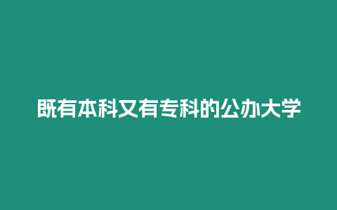 既有本科又有專科的公辦大學