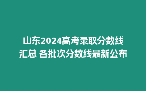 山東2024高考錄取分數線匯總 各批次分數線最新公布