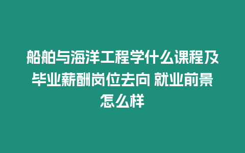 船舶與海洋工程學什么課程及畢業薪酬崗位去向 就業前景怎么樣