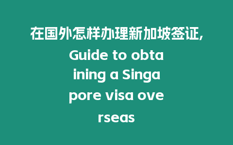 在國外怎樣辦理新加坡簽證,Guide to obtaining a Singapore visa overseas