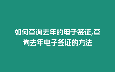 如何查詢去年的電子簽證,查詢去年電子簽證的方法