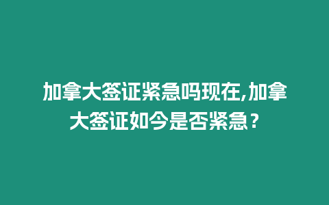 加拿大簽證緊急嗎現在,加拿大簽證如今是否緊急？