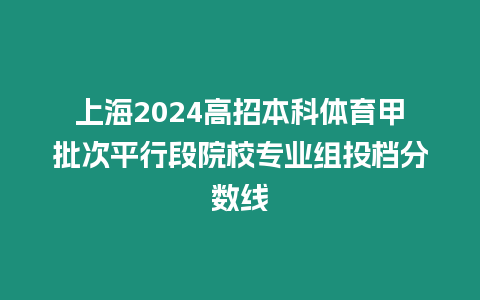 上海2024高招本科體育甲批次平行段院校專業組投檔分數線