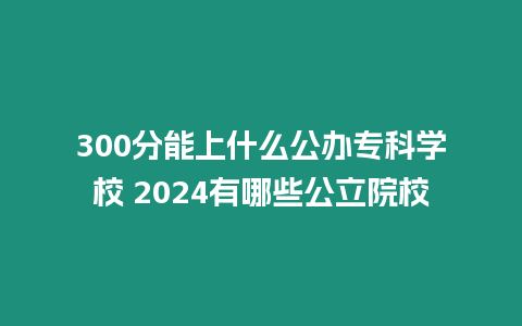 300分能上什么公辦?？茖W校 2024有哪些公立院校