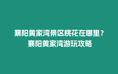 襄陽黃家灣景區桃花在哪里？ 襄陽黃家灣游玩攻略