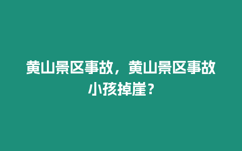 黃山景區事故，黃山景區事故小孩掉崖？