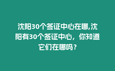 沈陽30個簽證中心在哪,沈陽有30個簽證中心，你知道它們在哪嗎？