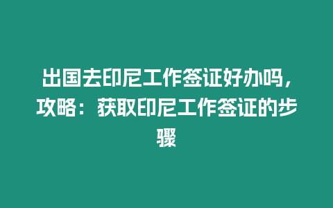 出國去印尼工作簽證好辦嗎，攻略：獲取印尼工作簽證的步驟