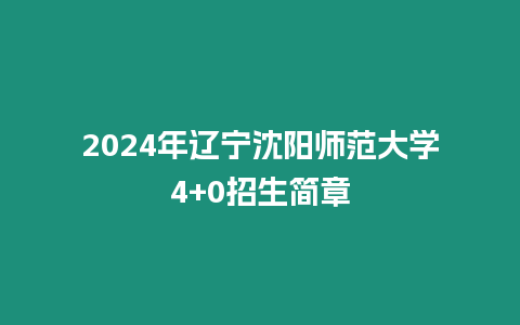 2024年遼寧沈陽師范大學4+0招生簡章