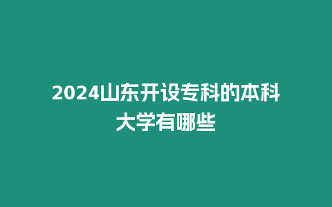 2024山東開設(shè)專科的本科大學(xué)有哪些