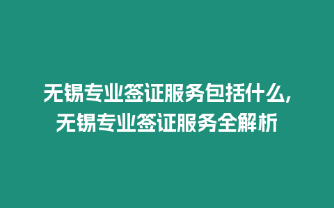 無錫專業簽證服務包括什么,無錫專業簽證服務全解析