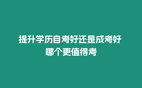 提升學歷自考好還是成考好 哪個更值得考