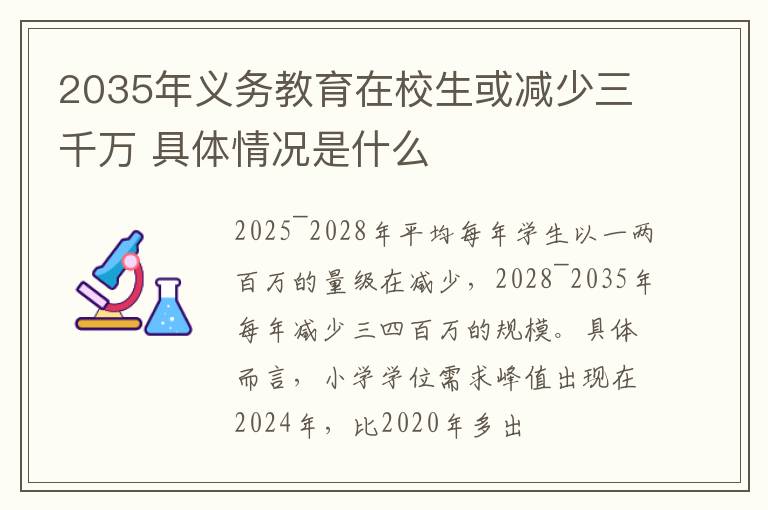 2035年義務(wù)教育在校生或減少三千萬 具體情況是什么