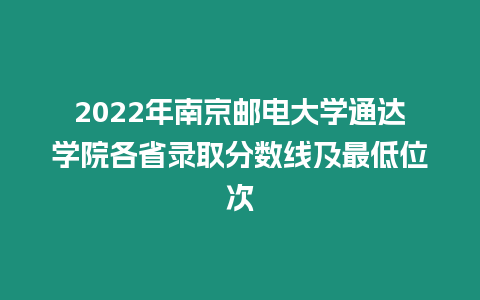 2022年南京郵電大學通達學院各省錄取分數線及最低位次