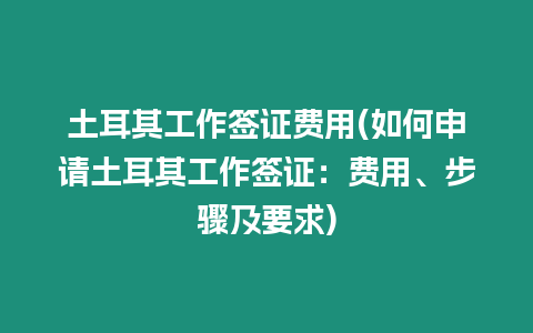 土耳其工作簽證費用(如何申請土耳其工作簽證：費用、步驟及要求)