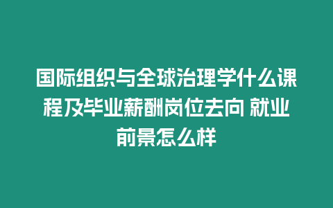 國際組織與全球治理學什么課程及畢業薪酬崗位去向 就業前景怎么樣