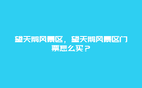 望天鵝風景區，望天鵝風景區門票怎么買？