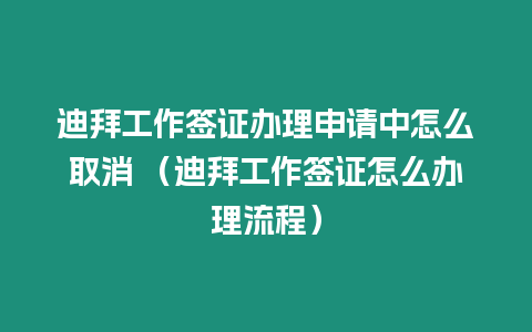 迪拜工作簽證辦理申請中怎么取消 （迪拜工作簽證怎么辦理流程）