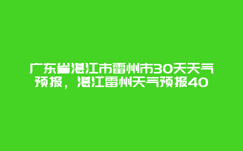 廣東省湛江市雷州市30天天氣預報，湛江雷州天氣預報40