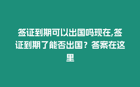 簽證到期可以出國嗎現在,簽證到期了能否出國？答案在這里