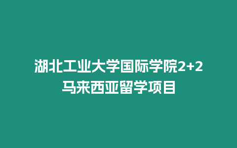 湖北工業大學國際學院2+2馬來西亞留學項目