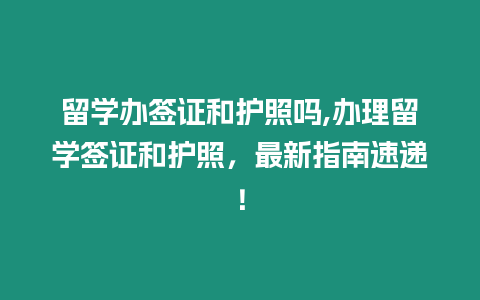 留學辦簽證和護照嗎,辦理留學簽證和護照，最新指南速遞！