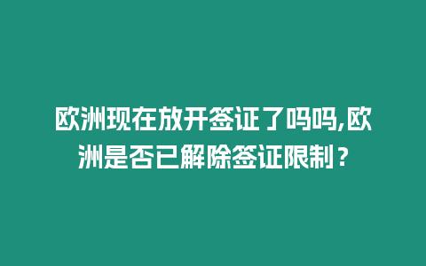 歐洲現在放開簽證了嗎嗎,歐洲是否已解除簽證限制？