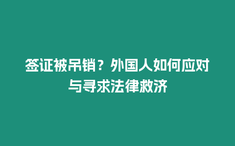 簽證被吊銷？外國人如何應對與尋求法律救濟