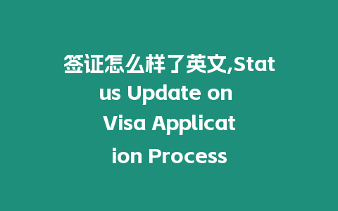 簽證怎么樣了英文,Status Update on Visa Application Process