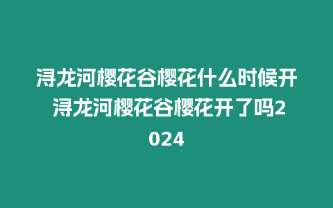 潯龍河櫻花谷櫻花什么時候開 潯龍河櫻花谷櫻花開了嗎2024