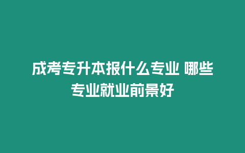 成考專升本報什么專業 哪些專業就業前景好