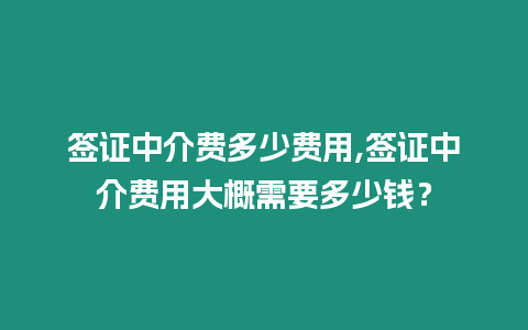 簽證中介費(fèi)多少費(fèi)用,簽證中介費(fèi)用大概需要多少錢？