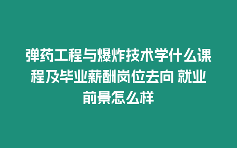 彈藥工程與爆炸技術(shù)學(xué)什么課程及畢業(yè)薪酬崗位去向 就業(yè)前景怎么樣