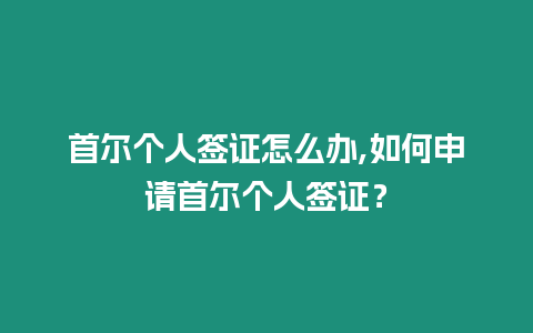 首爾個人簽證怎么辦,如何申請首爾個人簽證？