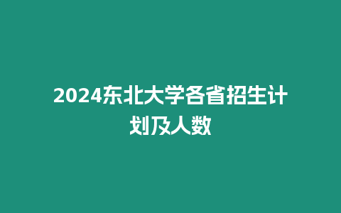 2024東北大學各省招生計劃及人數