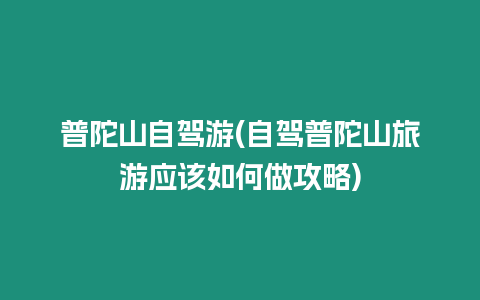 普陀山自駕游(自駕普陀山旅游應該如何做攻略)