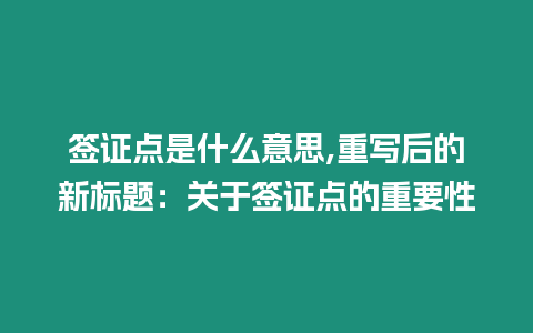 簽證點是什么意思,重寫后的新標(biāo)題：關(guān)于簽證點的重要性