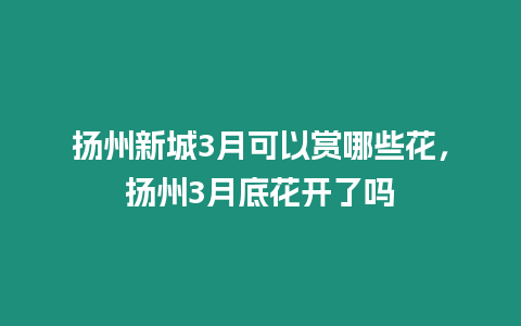 揚州新城3月可以賞哪些花，揚州3月底花開了嗎