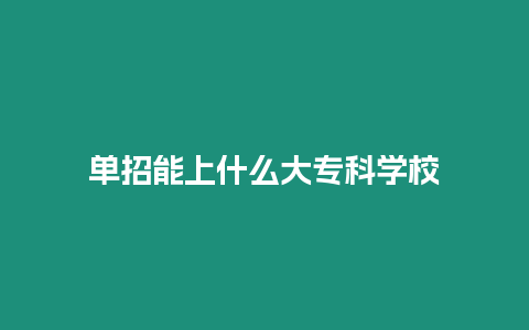 單招能上什么大專科學校