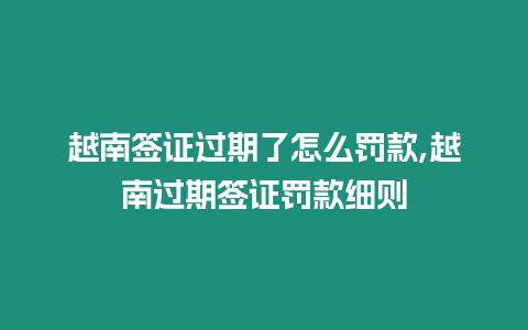 越南簽證過期了怎么罰款,越南過期簽證罰款細則